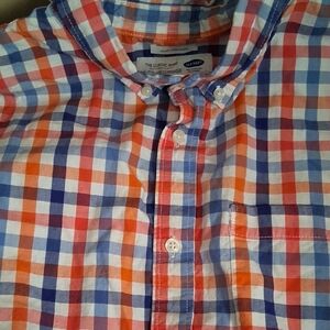 Old Navy Casual Blue and Orange Plaid Button Down Shirt